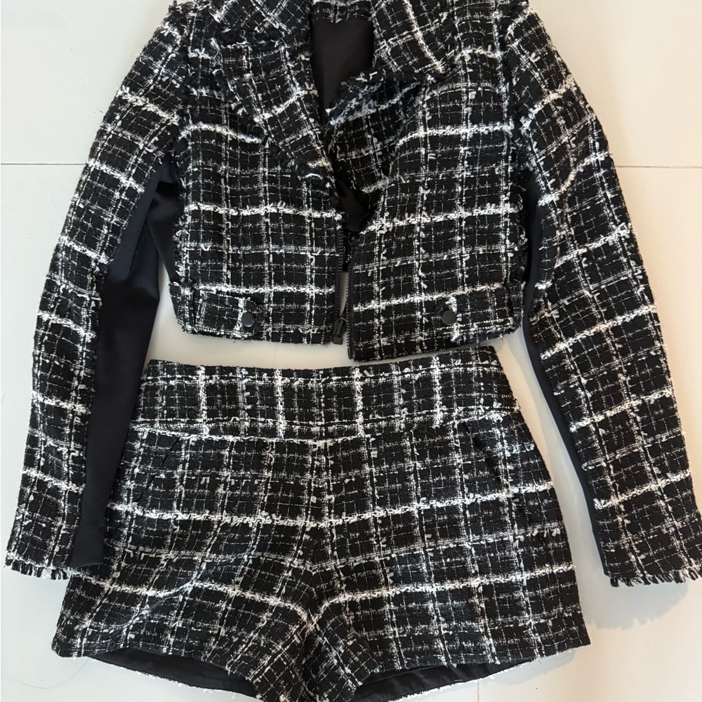 Alice and olivia Tweed shorts and crop jacket set